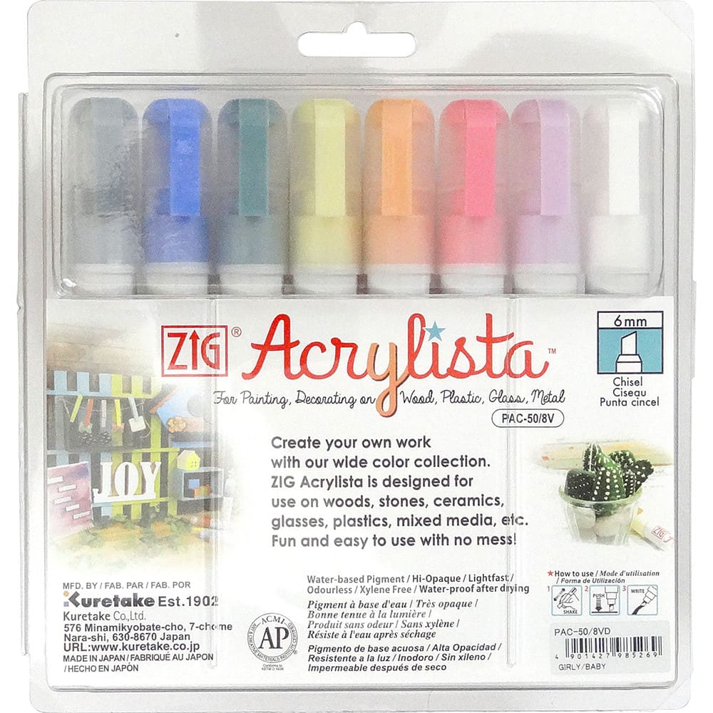 Marcador Artístico Zig Acrylista Kuretake 08 Baby Cores PAC-50/8VD